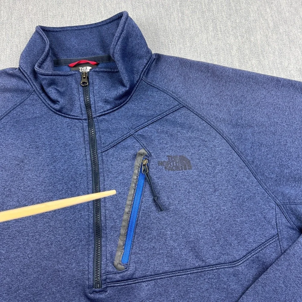 The‎ North Face Jacket Mens Large Blue Heathered 1/2 Zip Fleece Pullover Outdoor